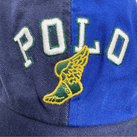Polo Ralph Lauren Long Bill Blue Yellow Wing Twill Ball Cap Hat - Picture 11 of 16